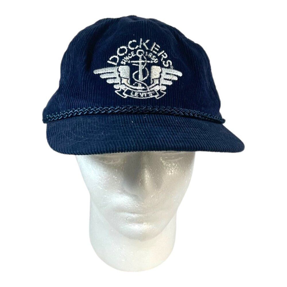 Vintage Dockers Levi's Corduroy Snapback Hat Trucker Retro Rope Band Y2K Grunge
